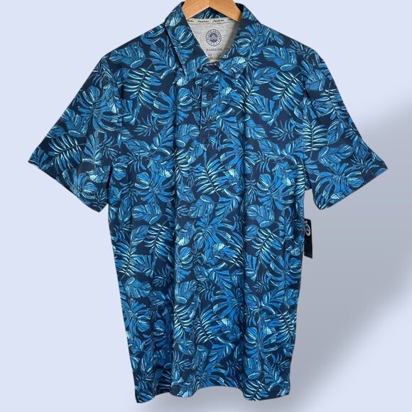 Flag & Anthem Madeflex Grafton Print Shirt Performance Golf Blue Men's Size Med - Picture 1 of 7